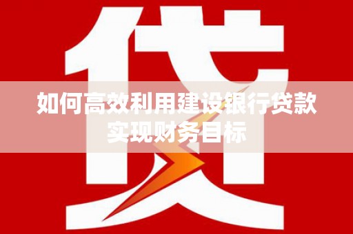 长兴如何高效利用建设银行贷款实现财务目标