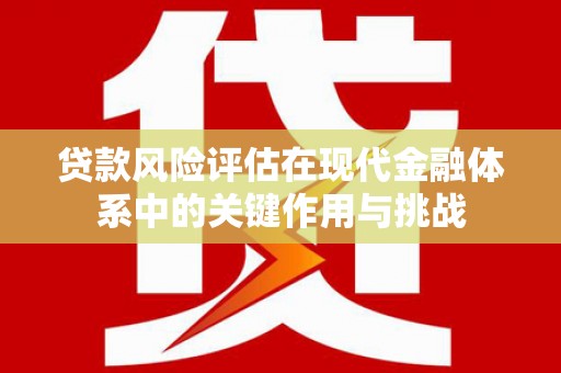 长兴贷款风险评估在现代金融体系中的关键作用与挑战