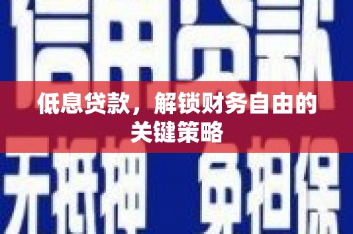 长兴低息贷款，解锁财务自由的关键策略