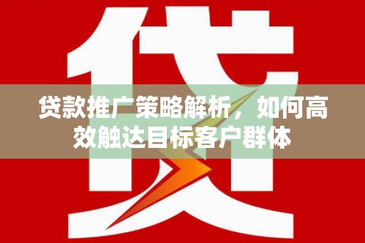 长兴贷款推广策略解析，如何高效触达目标客户群体