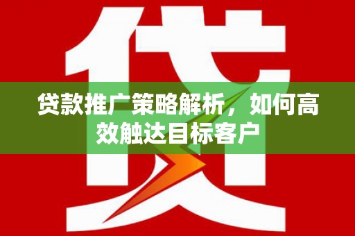 长兴贷款推广策略解析，如何高效触达目标客户