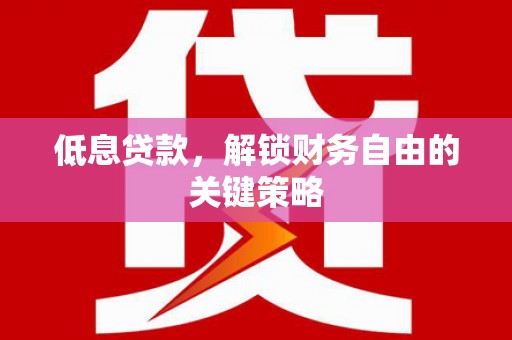 长兴低息贷款，解锁财务自由的关键策略