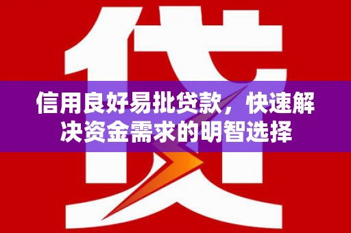 长兴信用良好易批贷款，快速解决资金需求的明智选择