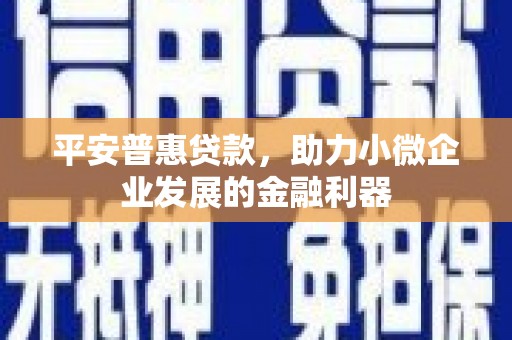 长兴平安普惠贷款，助力小微企业发展的金融利器