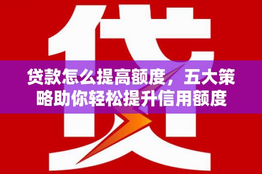 长兴贷款怎么提高额度，五大策略助你轻松提升信用额度
