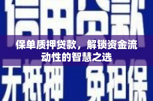 长兴保单质押贷款，解锁资金流动性的智慧之选